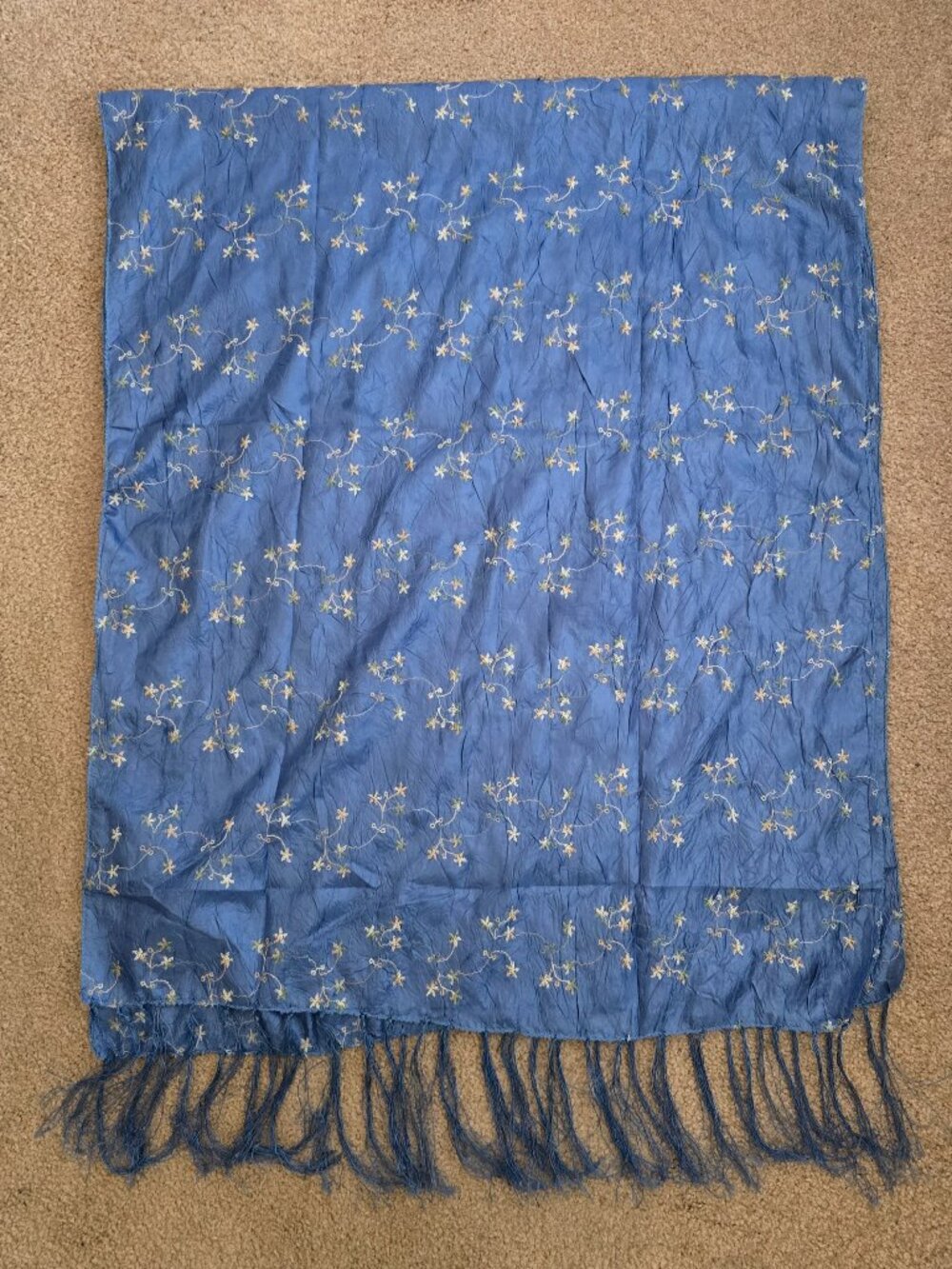 Embroidered silk shawl/wrap